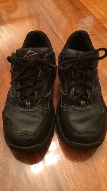 black leather school runners